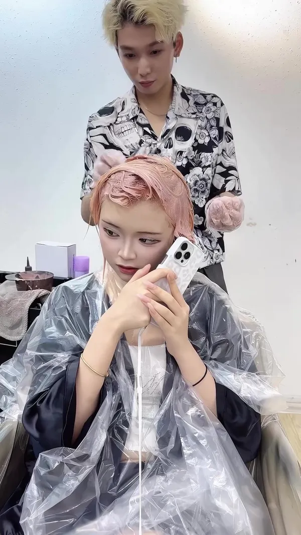 ##hkhair ##粉紅漂染 ##hair 髮型美甲作品