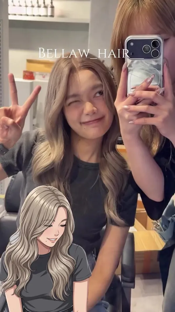 ##KoreanCurtainBangs ##TsuenWanHairColoring ##MilkTeaGrey 髮型美甲作品