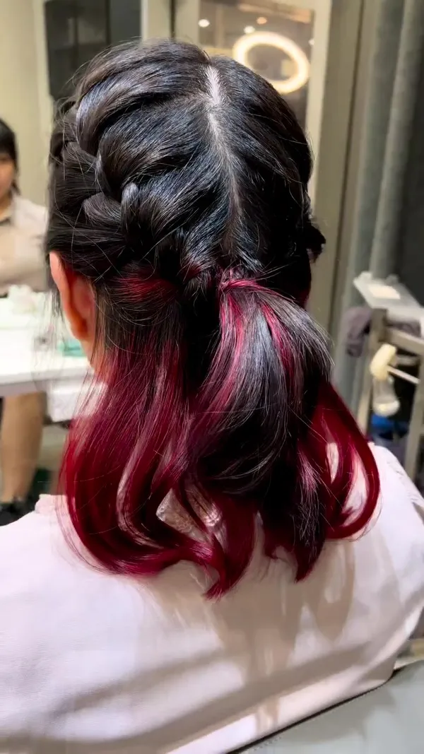 ##bleaching ##red ##balayagehair 髮型美甲作品
