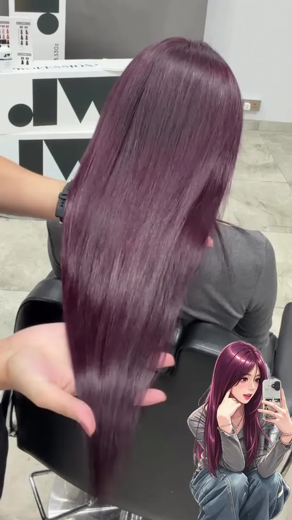 ##香港hair ##免漂hair ##紫紅髮色 髮型美甲作品