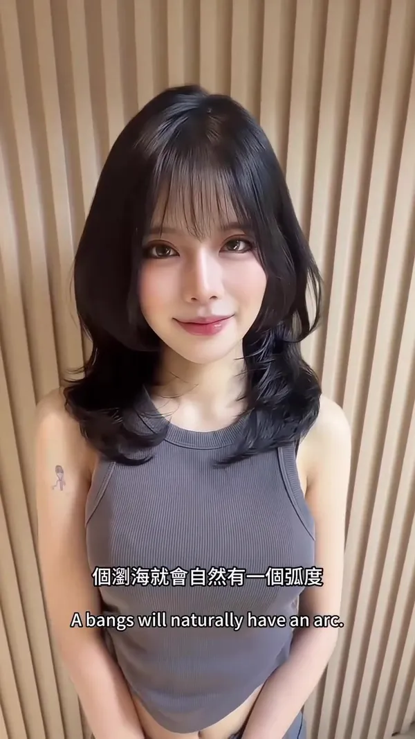 ##羽毛燙 ##電瀏海 ##中長度髮型 髮型美甲作品