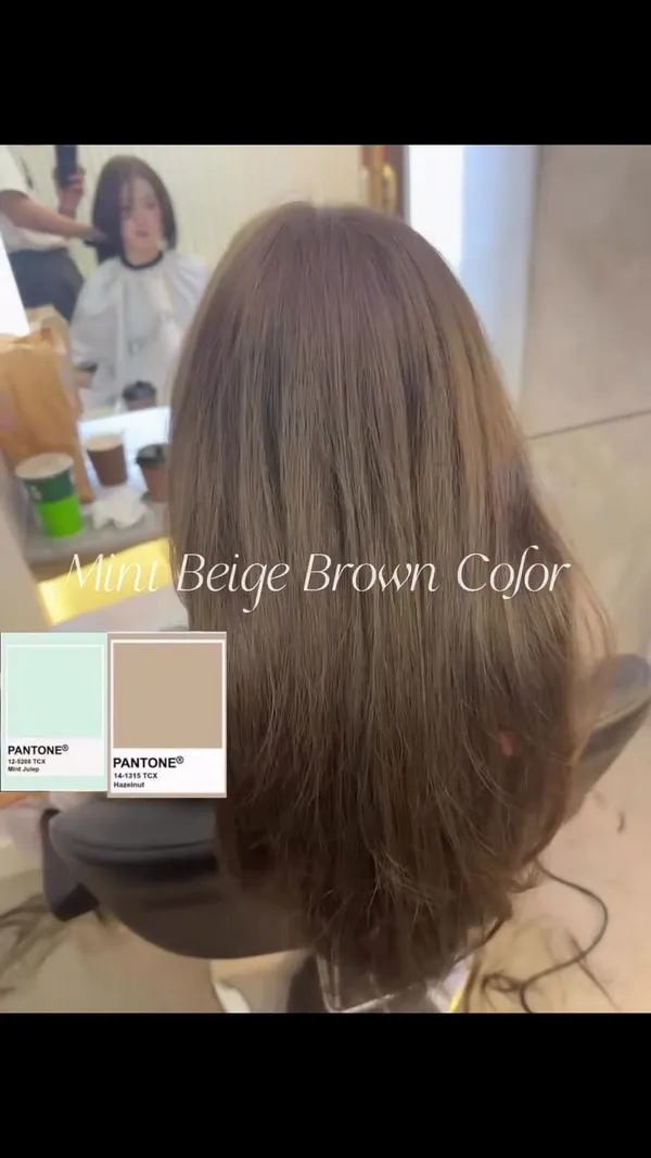##MintBeigeBrown ##MintBeigeBrownColour ##HairDye 髮型美甲作品