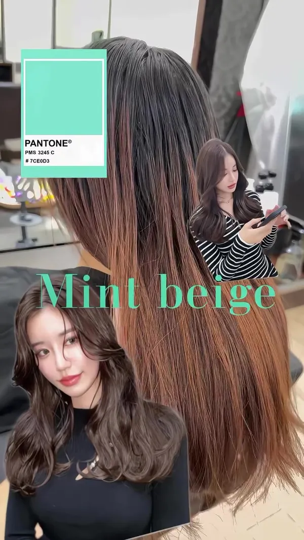 ##薄荷米棕 ##mintbeige ##顯白髮色 髮型美甲作品