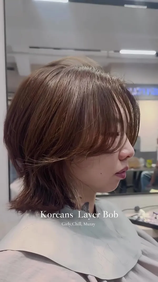 ##Korean ##KoreanLayerBob ##Korean 髮型美甲作品